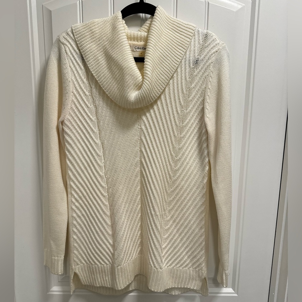 Calvin Klein Off-White Cowl Neck Sweater -Size M